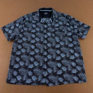 Nat Nast Men's Size XL Black Blue Printed Short Sleeve Button Front Shirt